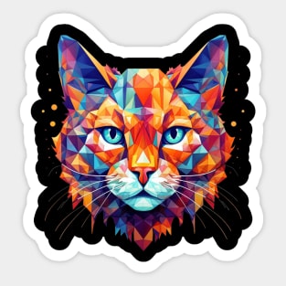 Colorful Geometric Cat Modern Polygon Design Sticker